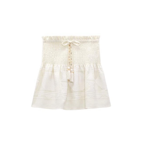 NWT Zara Linen Blend Embroidered Skirt - Picture 2 of 6